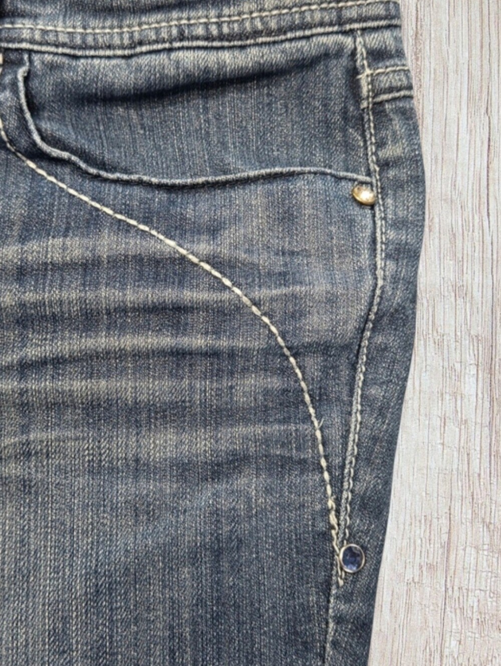 Seven7 Women's Blue Jeans Rhinestone Size 12 Boot Cut Medium Wash - Picture 9 of 14